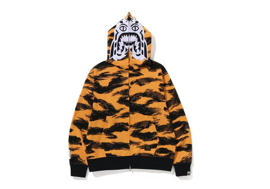 BAPE Tiger Camo Tiger Relaxed Fit Full Zip Hoodie (FW22) Orange