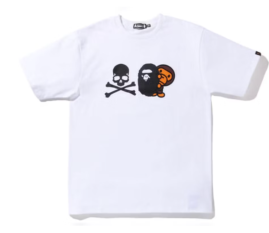 BAPE X Mastermind Japan Ape Head & Milo Tee White