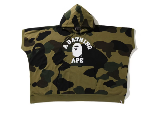 BAPE 1st Camo College Poncho Pullover Hoodie Green