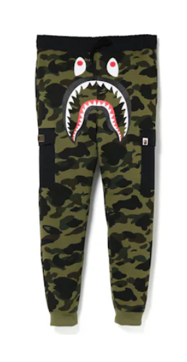 BAPE 1st Camo Shark Slim Sweat Cargo Pants Green