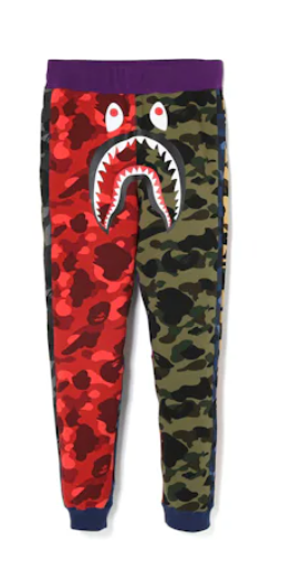 BAPE Mix Camo Shark Crazy Slim Sweat Pants Multi