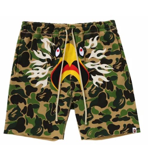 BAPE x READYMADE ABC Camo Eagle Wide Sweat Shorts Green