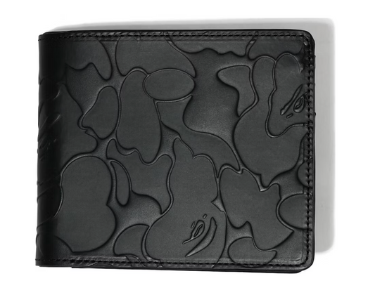 BAPE Solid Camo Leather Wallet Black