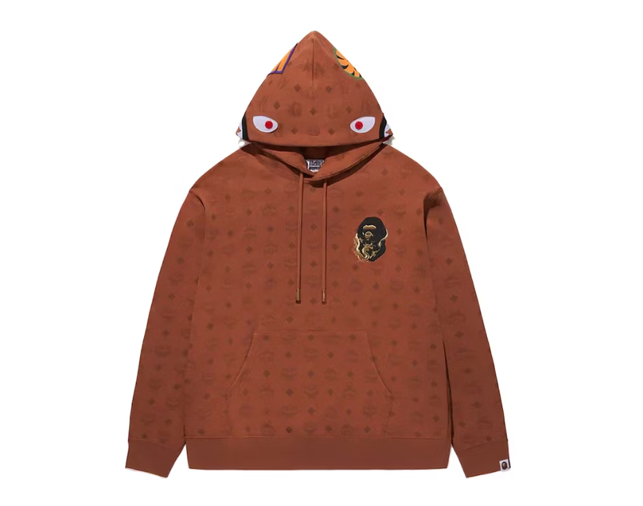 BAPE x MCM Shark Pullover Hoodie Brown