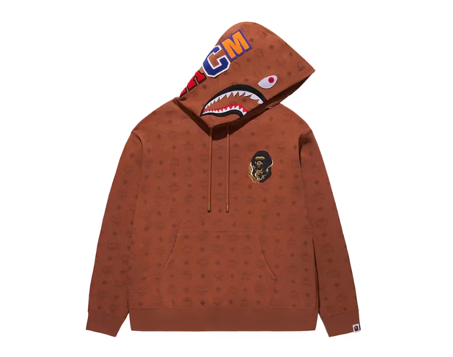 BAPE x MCM Shark Pullover Hoodie Brown