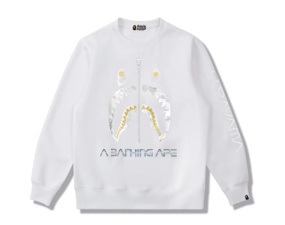 BAPE x Hajime Sorayama Shark Crewneck White