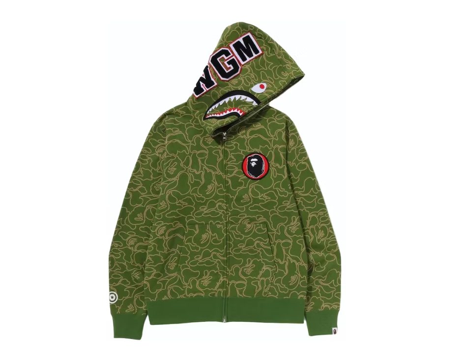 BAPE 30th Anniversary Line Camo Shark Full Zip Hoodie Green