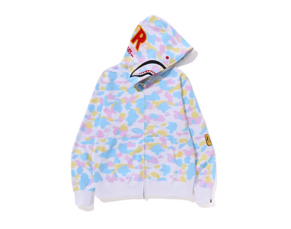 BAPE New Multi Camo 2nd Shark Full Zip Hoodie White