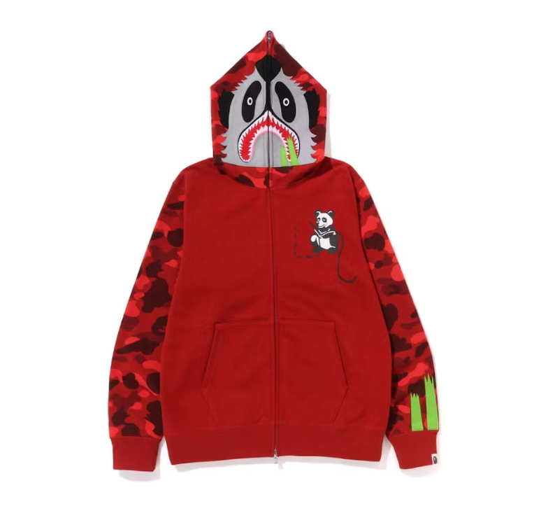 BAPE Color Camo Panda Full Zip Hoodie Red