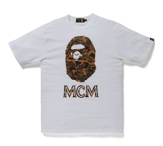 BAPE X MCM Camo Ape Head Tee White