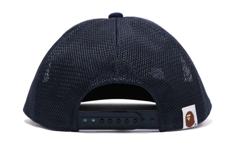 BAPE Sta Ape Head Leather Patched Mesh Cap Blue