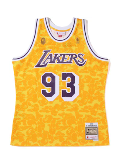 BAPE X MITCHELL&NESS Los Angeles Lakers Jersey Yellow