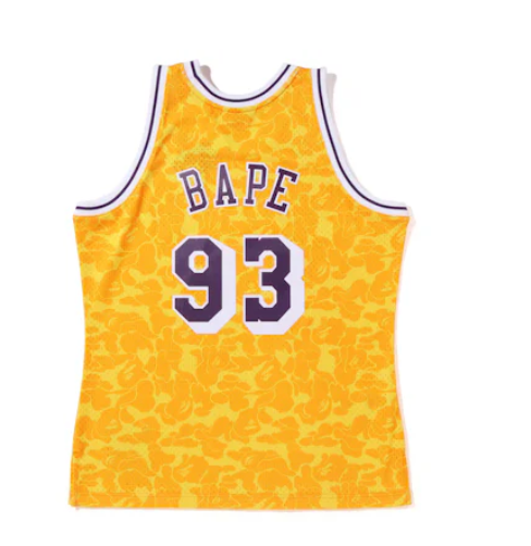 BAPE X MITCHELL&NESS Los Angeles Lakers Jersey Yellow