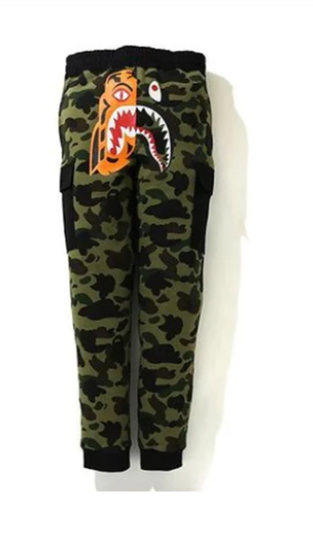 BAPE 1st Camo Tiger Shark Sweat Cargo Pants Green