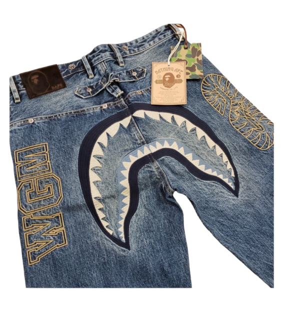 BAPE Taper Shark Denim Pants Blue