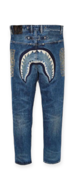 BAPE Taper Shark Denim Pants Blue