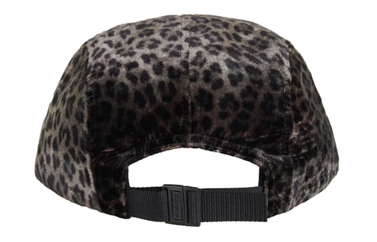 Supreme Leopard Velvet Camp Cap Black