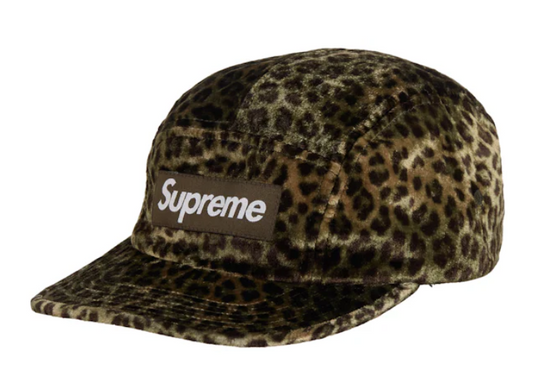 Supreme Leopard Velvet Camp Cap Olive