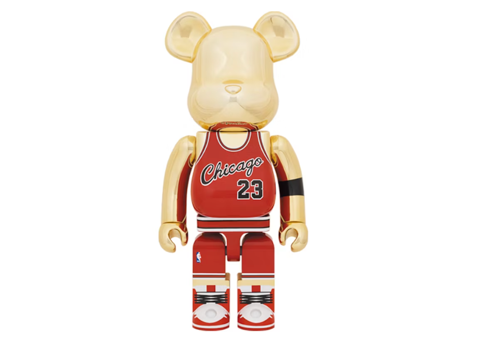 Bearbrick Michael Jordan 1985 Rookie Jersey 1000% Gold Chrome