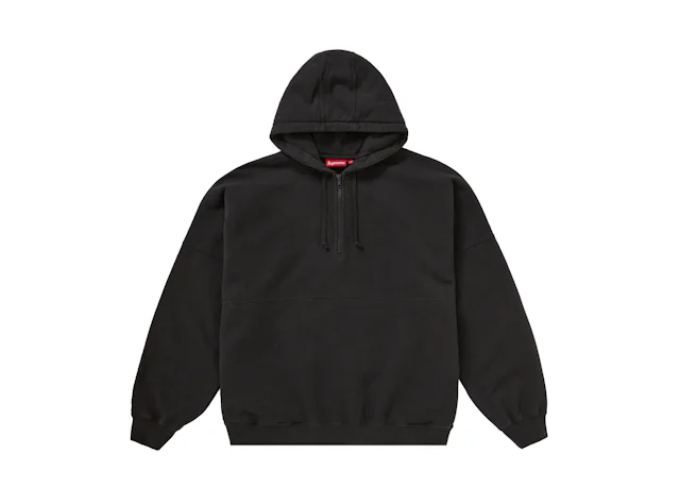 Supreme Wrapped Half Zip Hooded Sweatshirt Washed Black