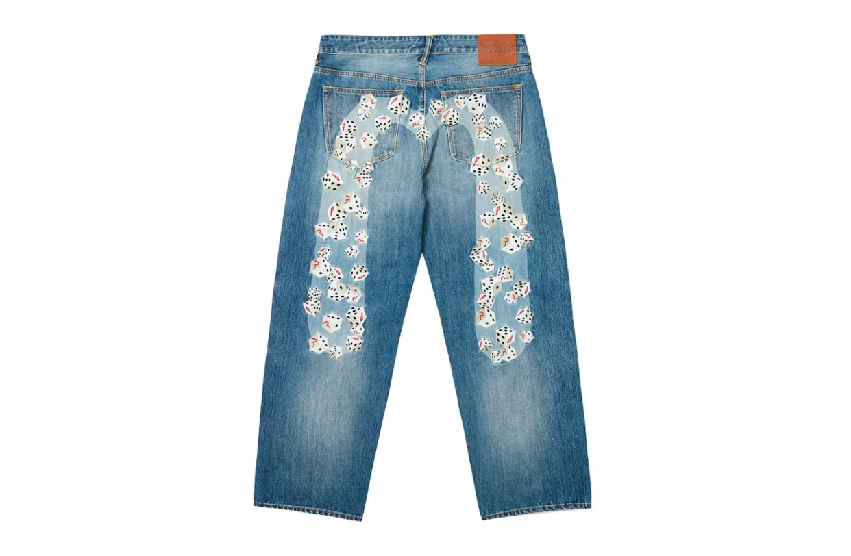 Palace x Evisu Dice Denim Jean Light Wash