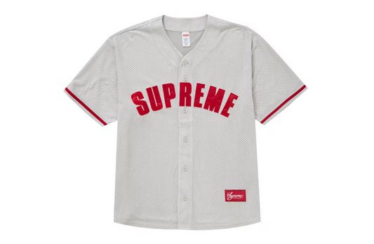 Supreme Ultrasuede Mesh Baseball Jersey Grey