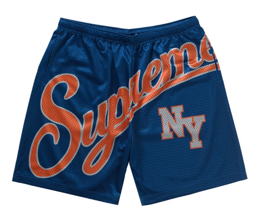 Supreme Big Script Mesh Short Blue