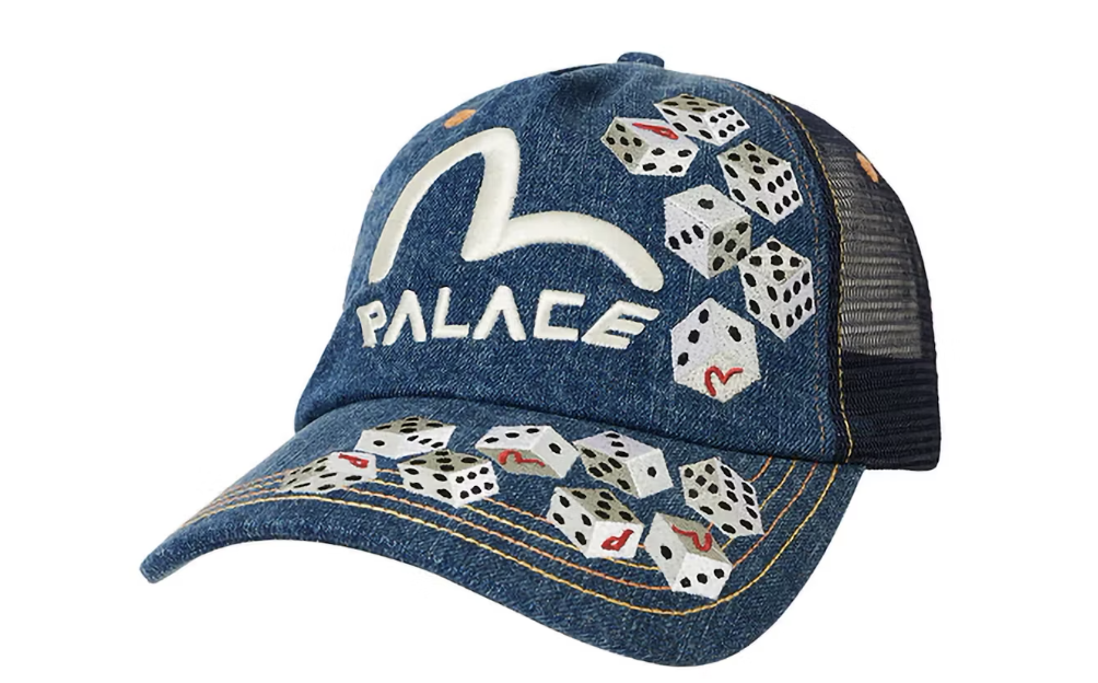 Palace x Evisu Dice Mesh Trucker Light Wash