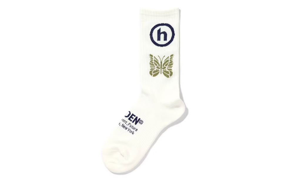 Hidden NY x Needles Jacquard Socks White Blue Khaki