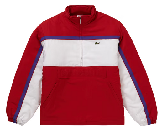 Supreme LACOSTE Puffy Half Zip Pullover Red