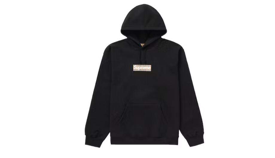 Supreme Burberry Box Logo Hoodie Sweatshirt Black