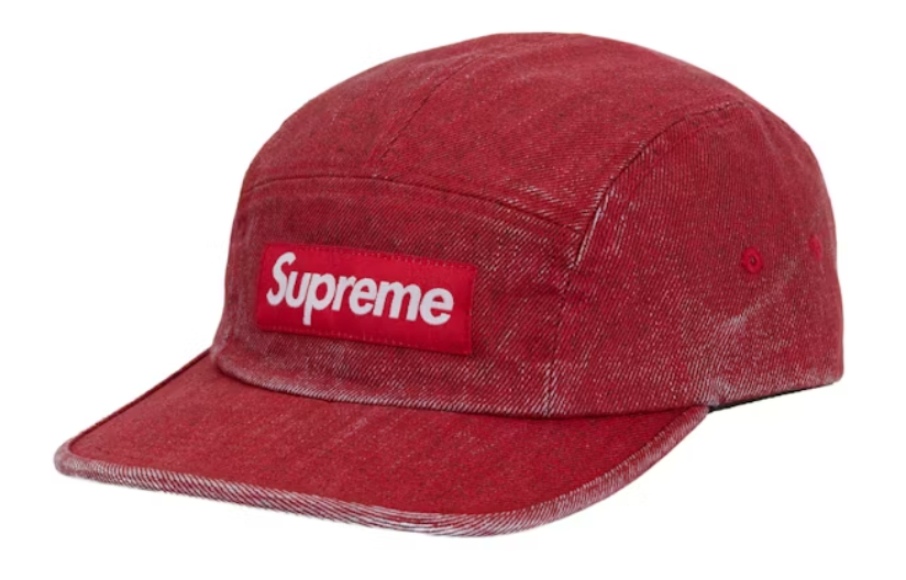 Supreme Coated Denim Camp Cap Red