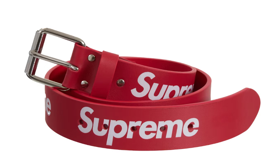 Supreme Repeat Leather Belt (SS24) Red