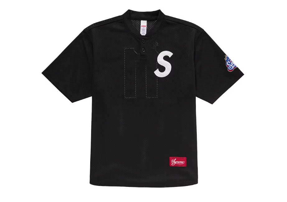 Supreme S Logo Baseball Henley Jersey Black