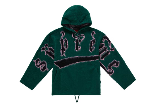 Supreme Accent Brushed Zip Up Hooded Sweater Green