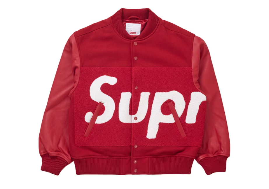 Supreme Big Logo Chenille Varsity Jacket CPFM Red