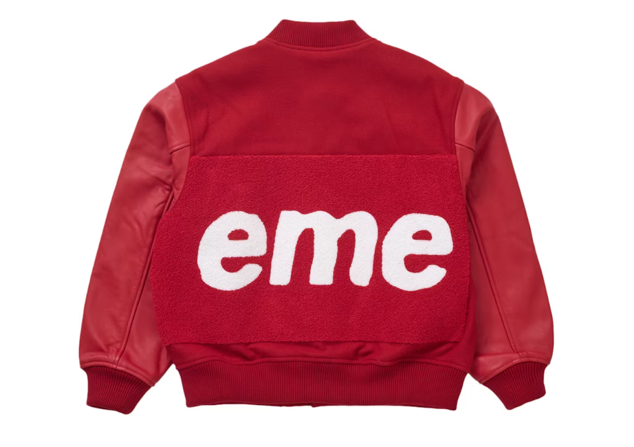 Supreme Big Logo Chenille Varsity Jacket CPFM Red