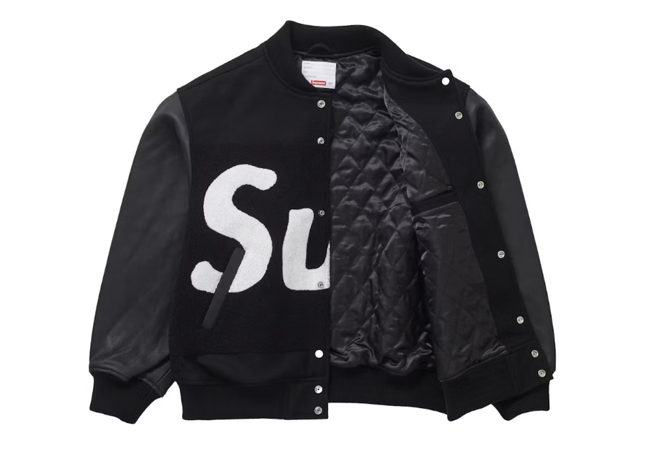 Supreme Big Logo Chenille Varsity Jacket CPFM Black