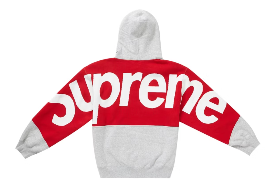 Supreme Big Logo Jacquard Hooded Sweatshirt Heather Grey