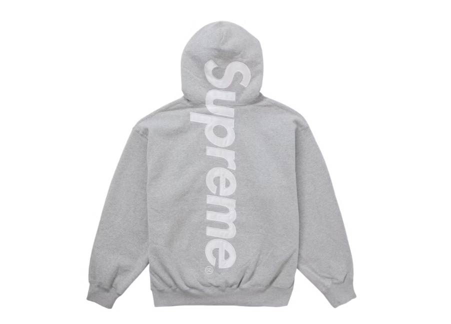 Supreme Satin Applique Hooded Sweatshirt Grey