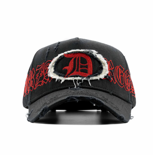 DANDY Hat Distressed Black/Red