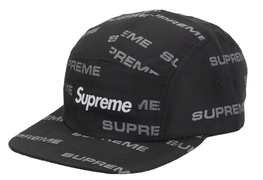 Supreme Reflective Jacquard Camp Cap Black