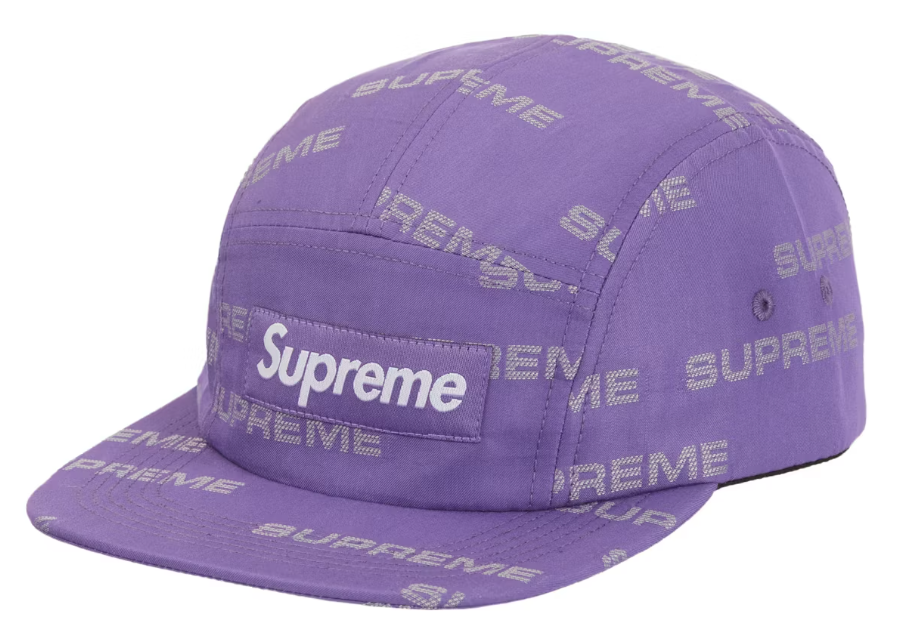 Supreme Reflective Jacquard Camp Cap Purple