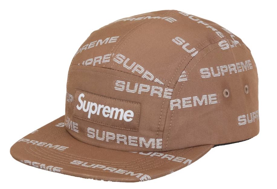 Supreme Reflective Jacquard Camp Cap Brown