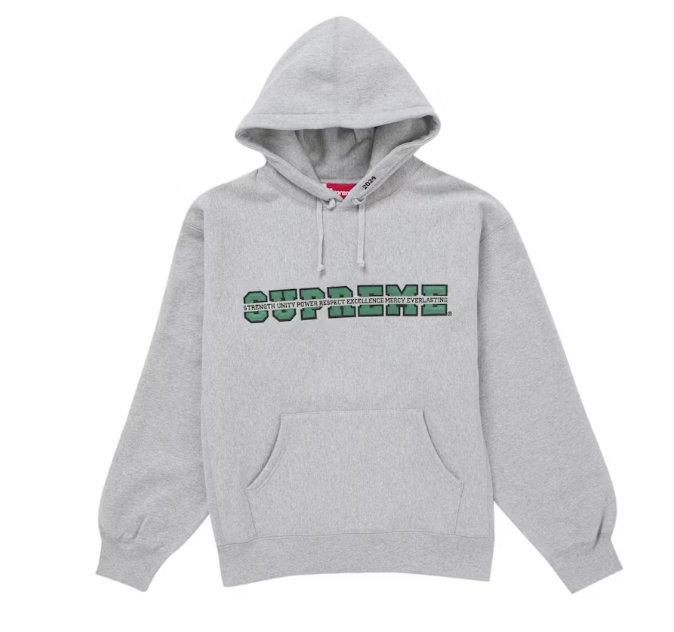 Supreme Collegiate Acronym Hooded Sweatshirt Heather Grey