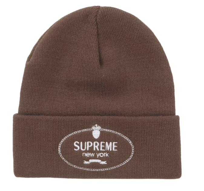 Supreme Crest Beanie Brown