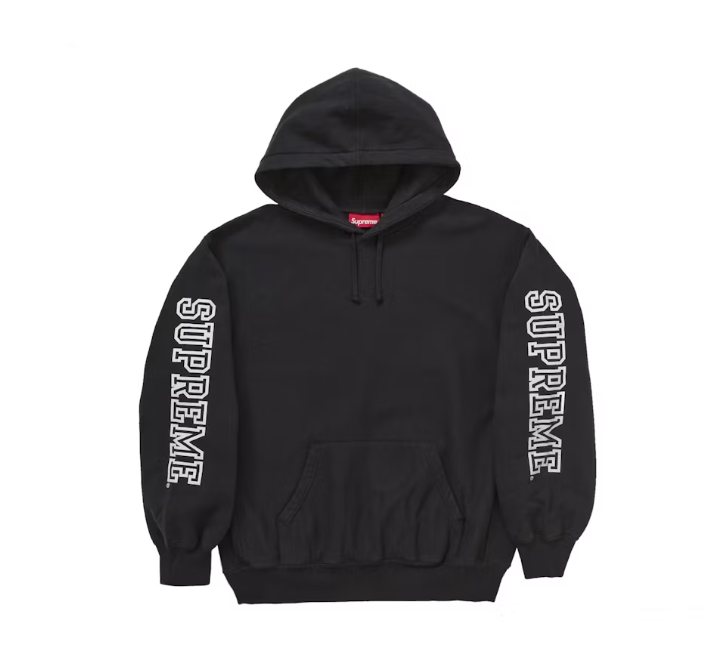 Supreme Collegiate Sleeve Hooded Sweatshirt Black