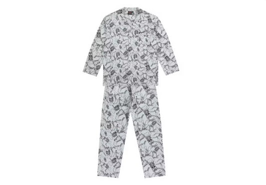 KAWS x Infinite Archive SKELETON Pattern Pajama Set White/Black