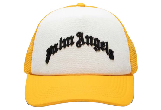 Palm Angels Curved Logo Mesh Cap Yellow/White