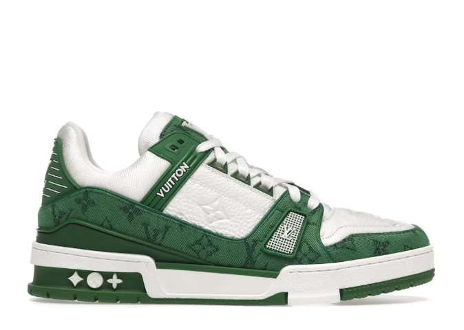 Louis Vuitton Trainer Green Monogram Denim White